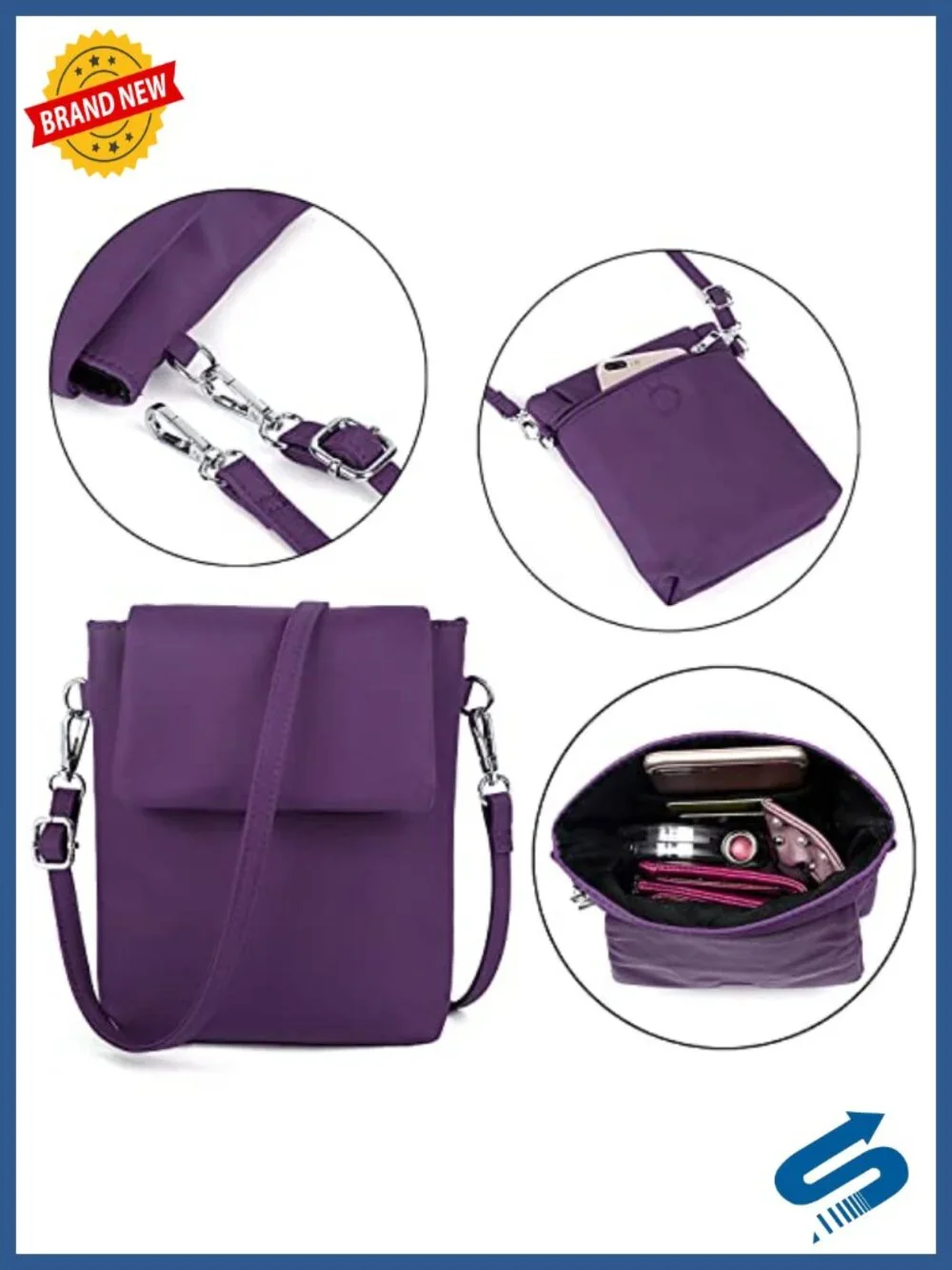 Nylon Oxford Waterproof Laptop Backpack Women Rucksack Detachable Crossbody